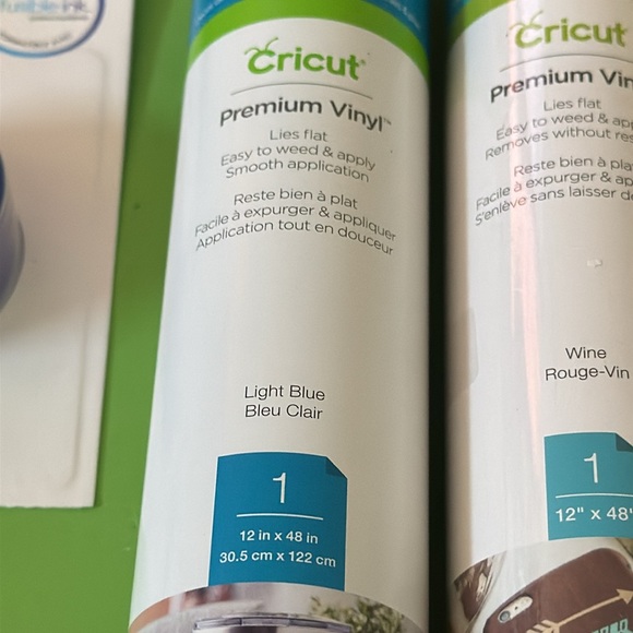 Cricut Premium Vinyl Permanent Glossy Light Blue & Wine Colors - Picture 2 of 5